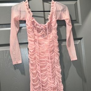 Pink bodycon off the shoulder mini dress size small
